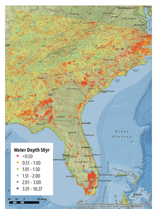 Impact of 50 year floods in the southeast United States.